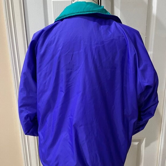 ICONIC 80’s RETRO BOMBER JACKET COLUMBIA REVERSIBLE DISCO PURPLE/TEAL Sz S - Picture 10 of 16